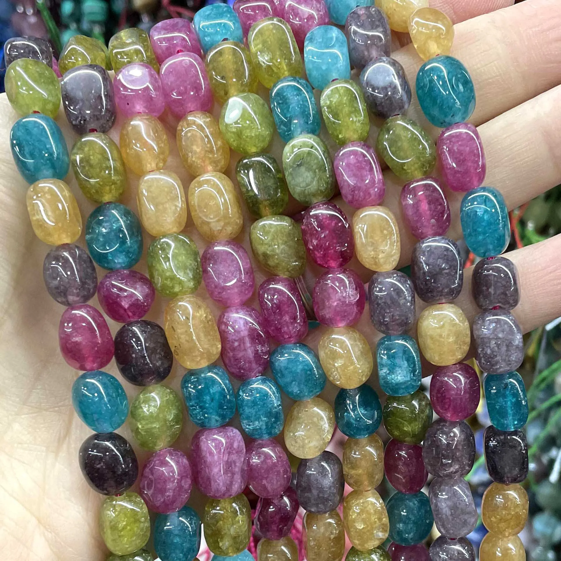 Natural Stone Irregular Colorful Jades Chalcedony Loose Spacer Beads For Jewelry Making Diy Bracelet Necklace Accessories 8X11MM