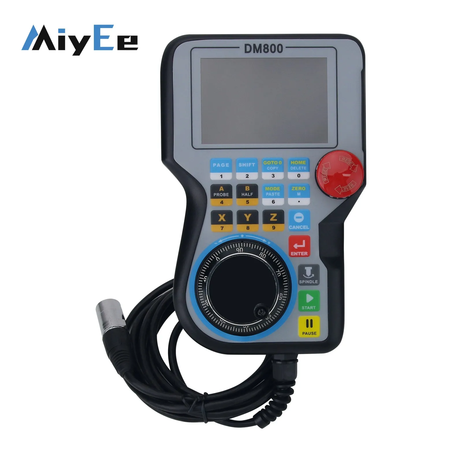 DM800 3-Axis/4-Axis/5-Axis Handheld CNC Controller Built-in MPG 3.8-inch Display Motion Controller with Emergency Stop Button