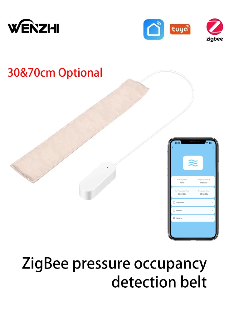 Zigbee Drucksensor, Anwesenheits-/Präsenzdetektor, Stressgürtel, versteckt im Bett/Sofa, batteriebetrieben, Tuya Smart Life, Hausautomation