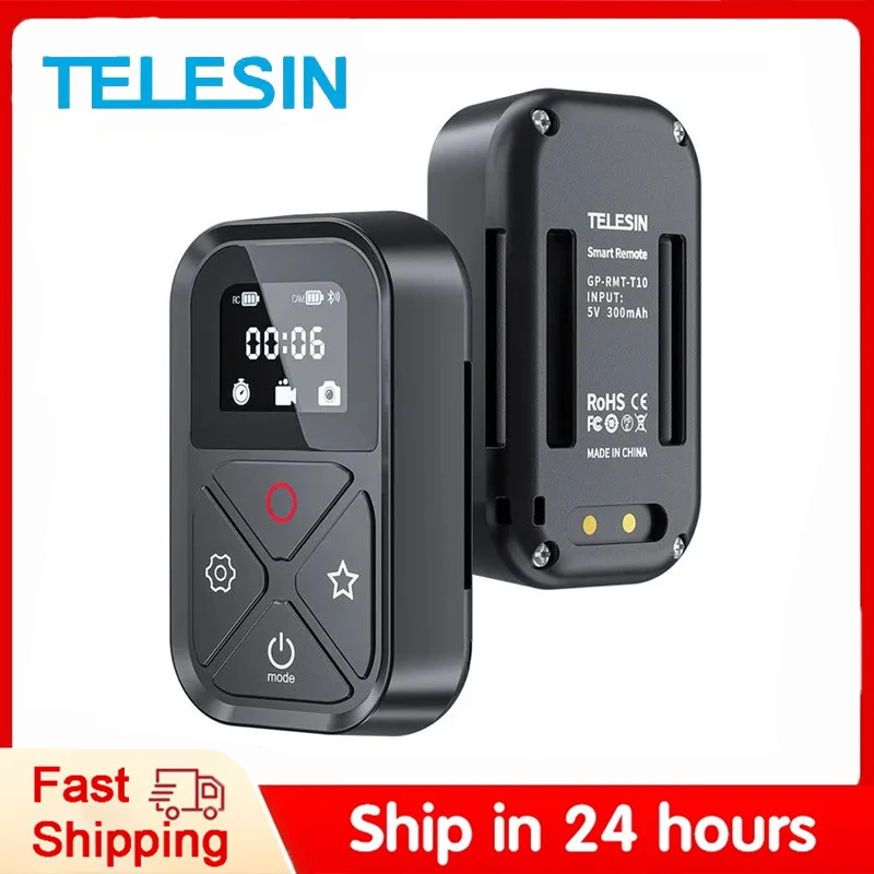 Telesin-アクションカメラ用のリモコン,T10, Bluetooth,ワイヤレス,スマート,Go pro,80m,ヒーロー12,11,10,9,アクセサリー