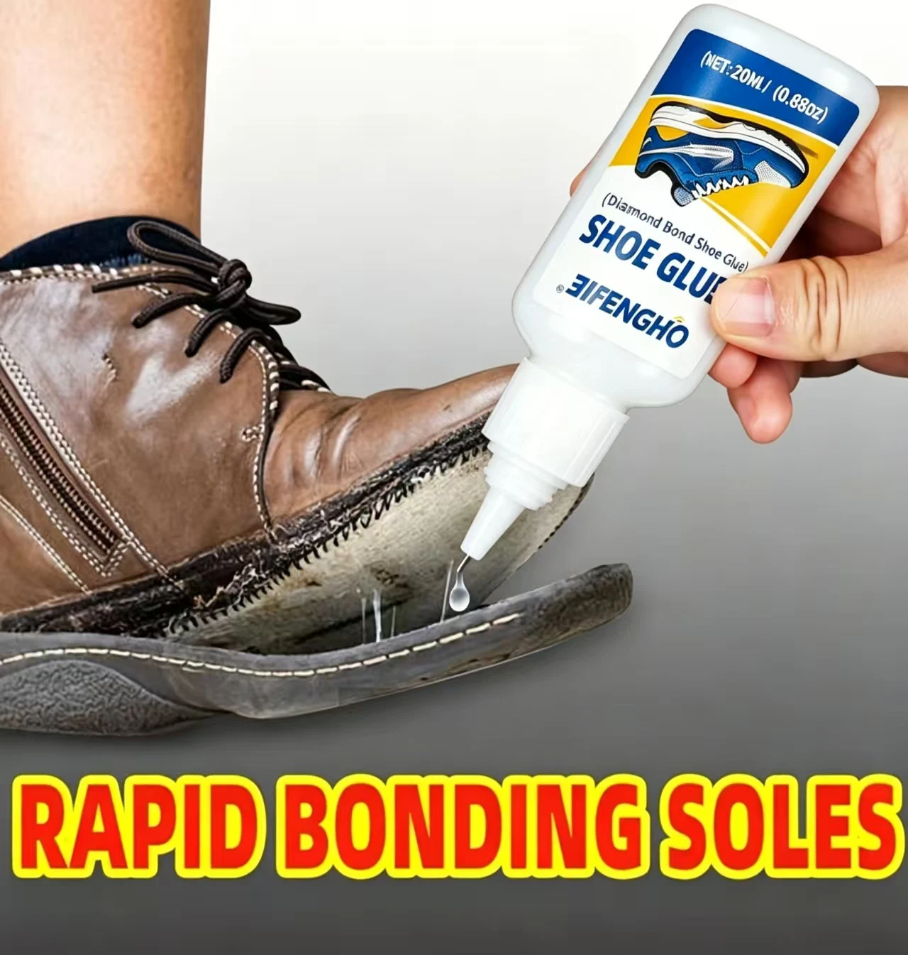 QIFENGHE Shoe Glue 0.68oz Professional Shoe Repair Adhesive Strong Bond For Loose Soles Detached Decorations Works On Leather Ca