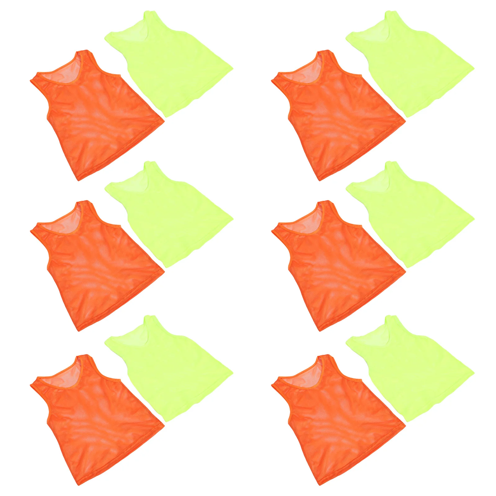 12Pcs Kids Sleeveless Sports Training Vests Soccer Basketball Pinnies Youth Team Practice Reusable Washable Portable Equipment