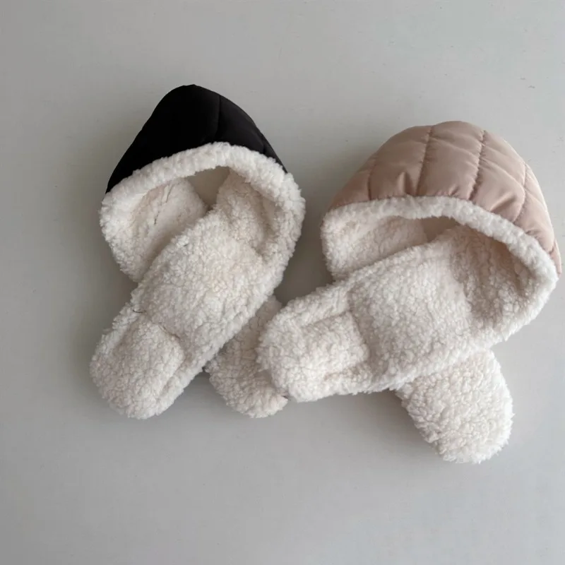 Winter Soft Fleece Wool Baby Scarf Children Warm Plush Neck Wrap Boy Girl Cross Cotton Padded High Quality Muffler Neck Scarf