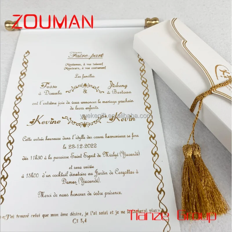 Custom , 2023 Scroll Invitation Card Business Invitation Card Wedding Invitations Luxury with Elegant Box