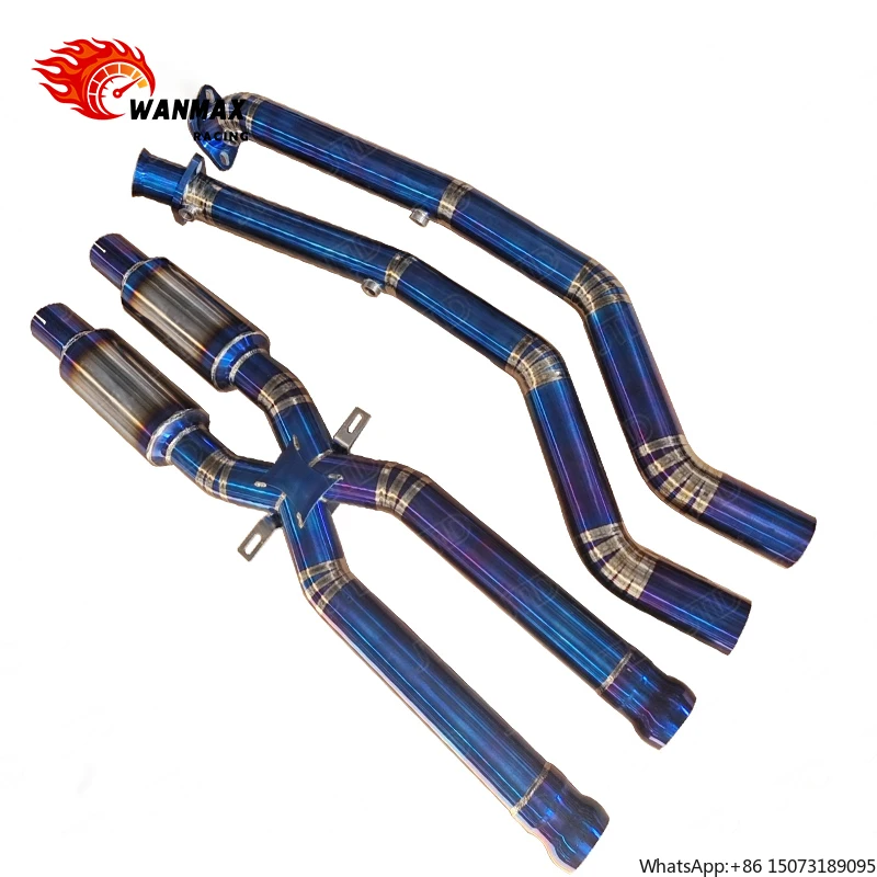 Performance Titanium Valvetronic Exhaust Front Middle X Pipe for  E90 E93 E92 M3 Exhaust view 2