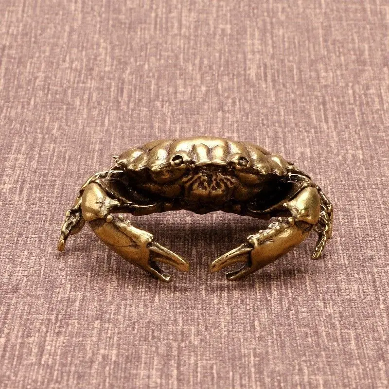 Solid Brass Crab Figurine Small Statue Home Ornament Animal Figurines Gift