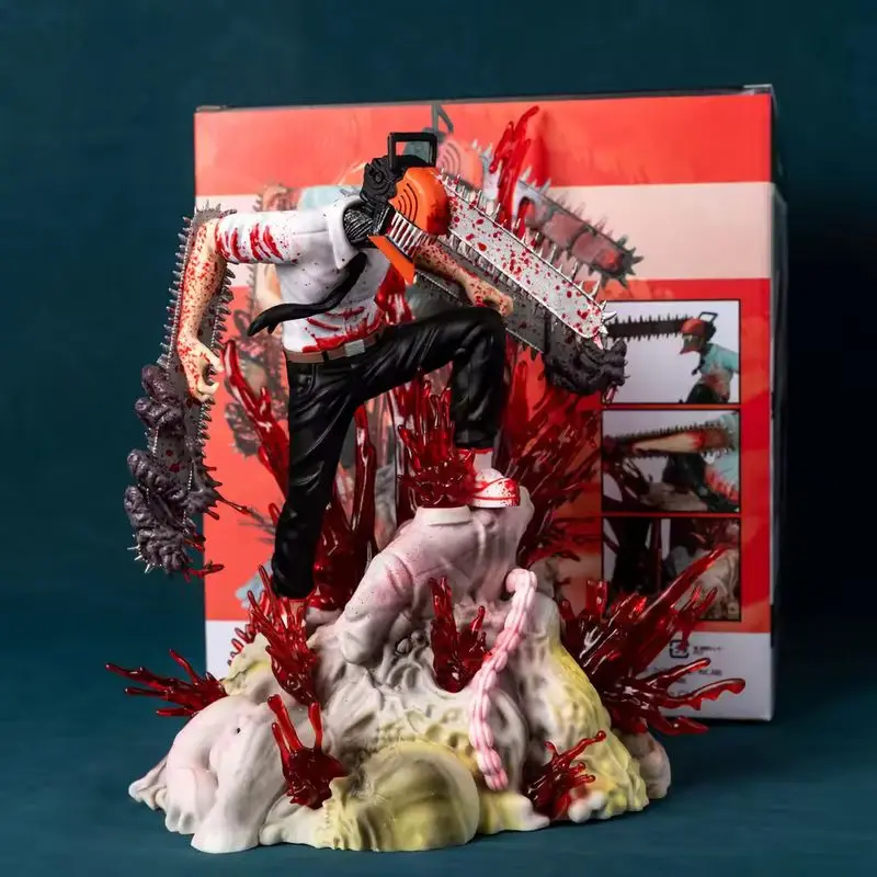 

Аниме-фигурка 29 см: Человек-бензопила Дэнджи и Почита в боевой позе, стоящие модели, игрушка из ПВХ, настольная коллекционная декоративная кукла, подарки