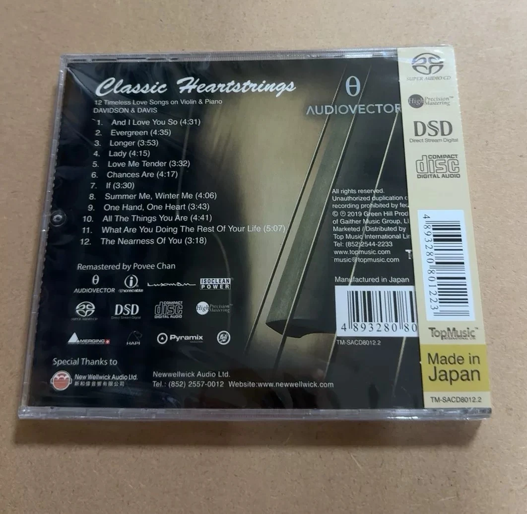 David Davidson Music CD Classic Heartstrings 12 Timeless Love Songs On Violin & Piano Album Music Record Cosplay Soundtracks Box