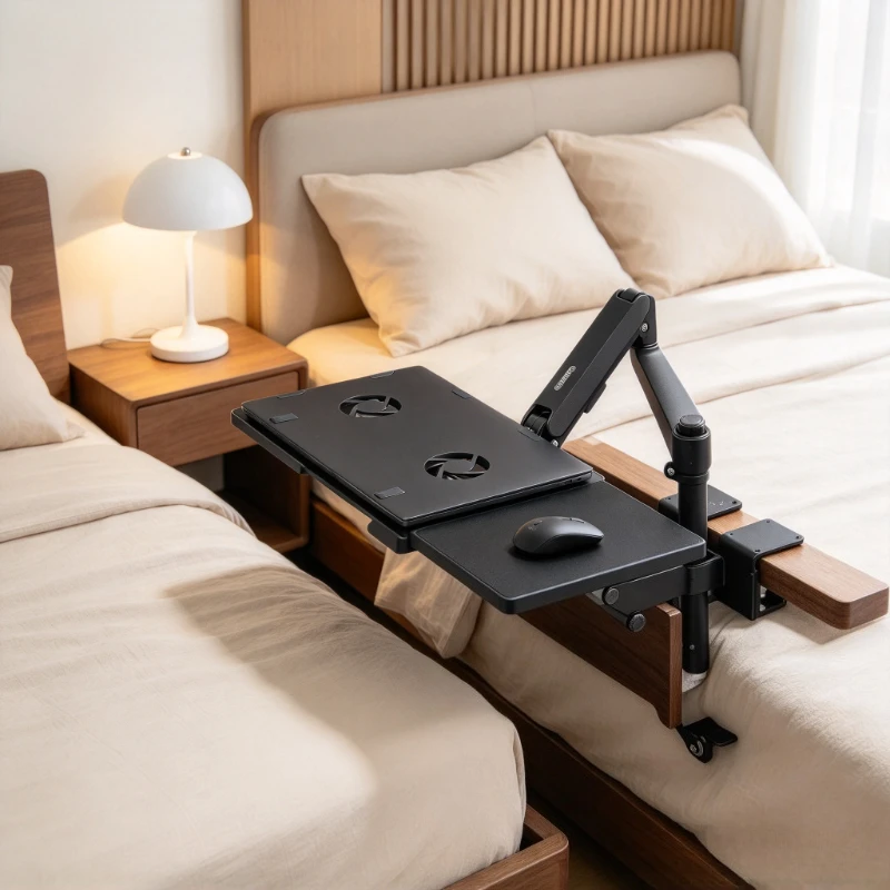 Laptop Stand for Desk, Adjustable Swivel Computer Riser with Keyboard Mouse Tray, Thickened Durable Storage Rack for Home Office