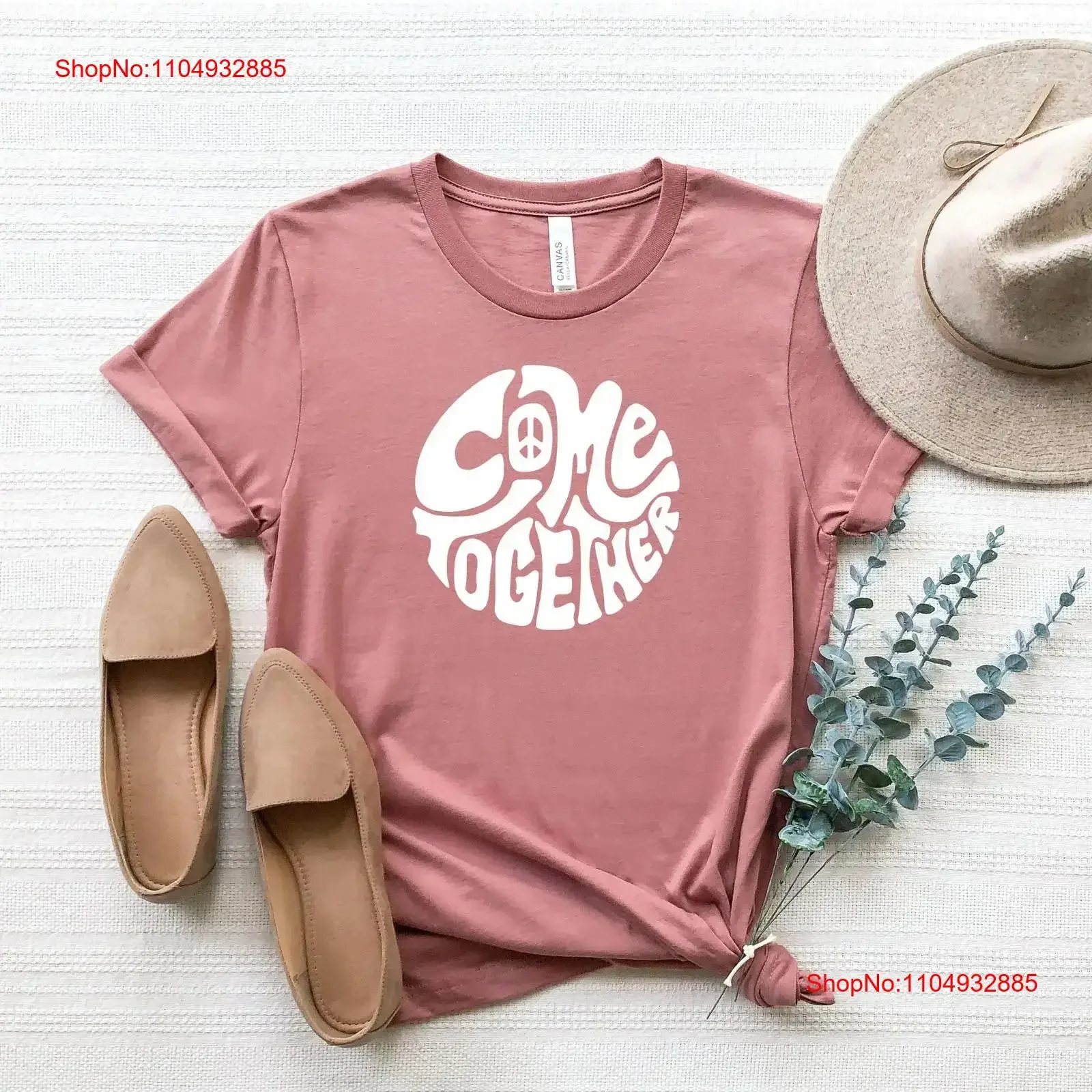 Come Together camiseta paz amor dulce Hippie Vintage inspirado vintage lavado moda gráfico streetwear suave elegante homme