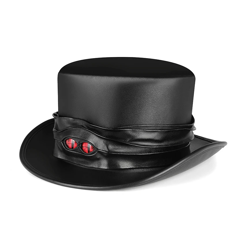 Cat Eye Steampunk Hat Witch Medieval Magic Cosplay Anime Gothic Women Vintage Leather Halloween Hat Carnival Masquerade Headgear