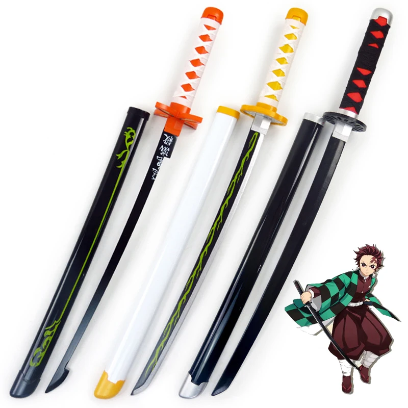 75cm 1:1 Cosplay Sword Demon Slayer Anime Sword Wood Ninja Knife Kamado Tanjirou Nezuko Simulation Performance Kids Toy