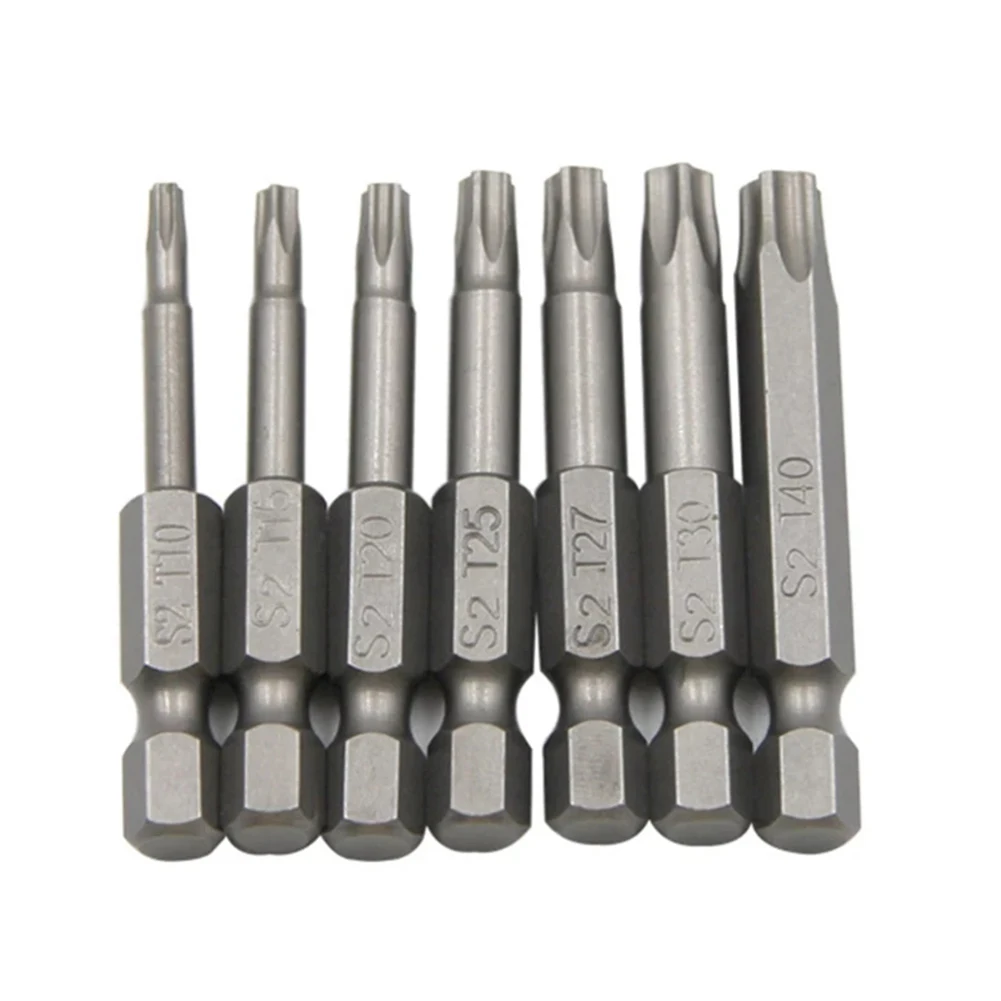 1pc T10-T40 Five-Point Magnetic Torx Screwdriver Bit 1/4 Inch 50mm  Hex Shank Electric Screwdriver Bits For Power Tools