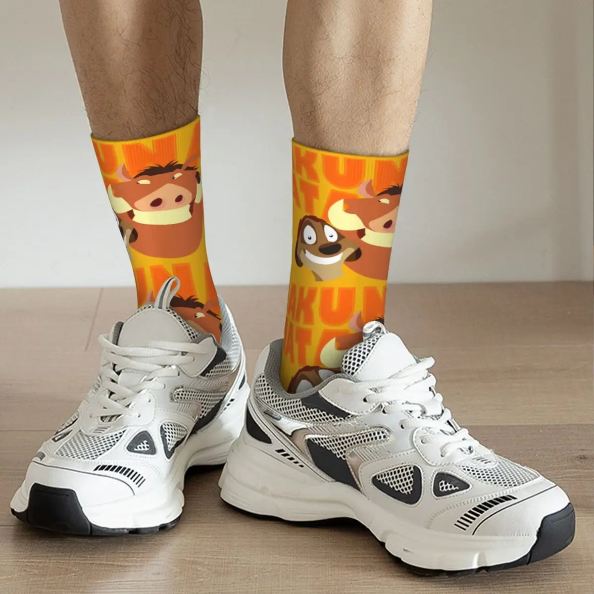 Crazy compression Hakuna Matata Timon And Pumbaa Sock for Men Harajuku Disney｠The Lion King｠Film Seamless Crew Sock Casual