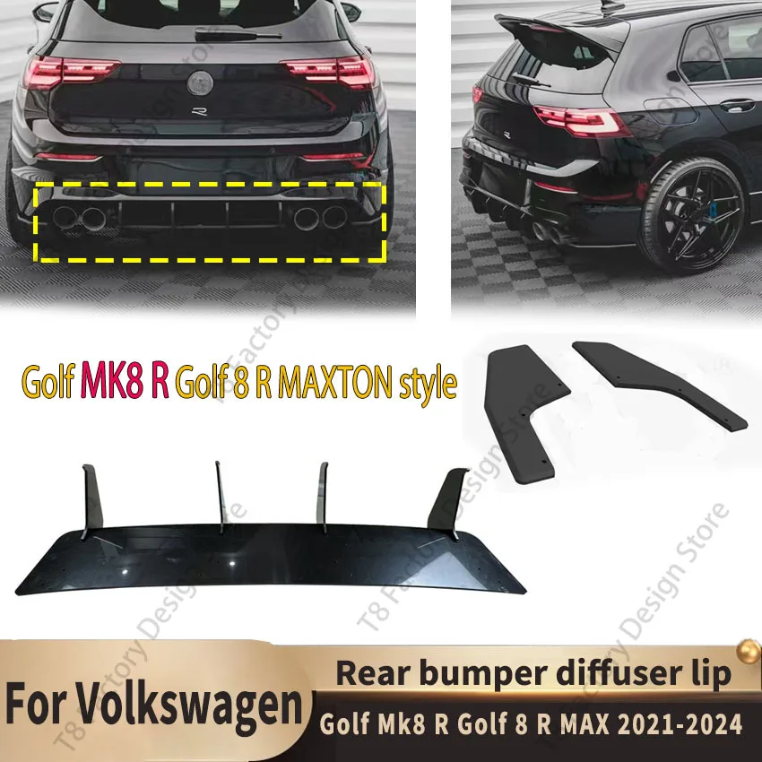 

For Volkswagen Golf MK8 R Golf 8 R MAXTON Style 2021-2024 Refit Rear Bumper Diffuser Lip Side Splitters Spoiler Lip Body Kits