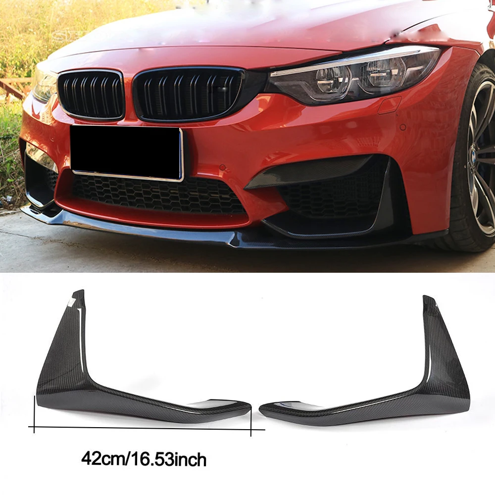 Carbon Fiber Front Bumper Lip Splitters Fog Lamp Trims for BMW F80 M3 Sedan F82 F83 M4 Coupe Convertible 2014 - 2018 Canards