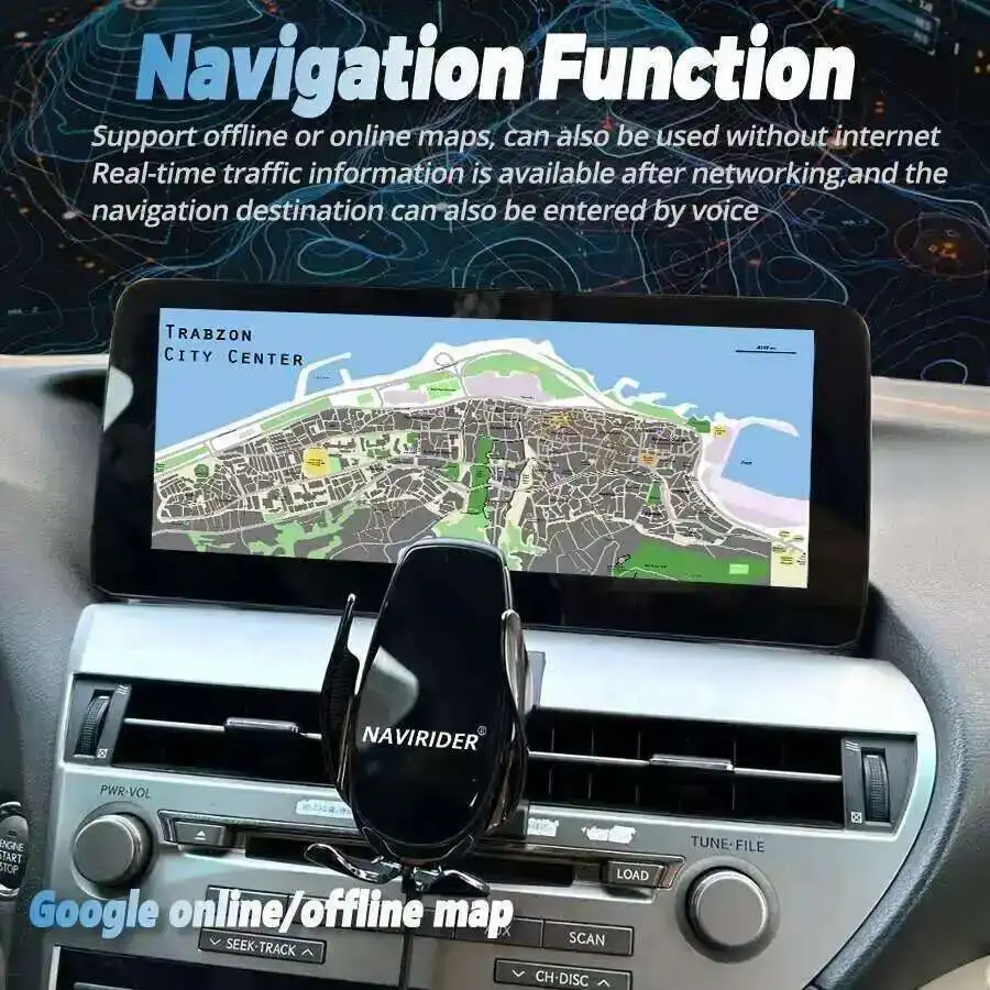 Car Radio CarPlay For Lexus RX RX270 RX350 450 2009 2010 2011 2012 2013 2014 2015 built-in 360 Navi Bluetooth 12.3" Android 14 view 3