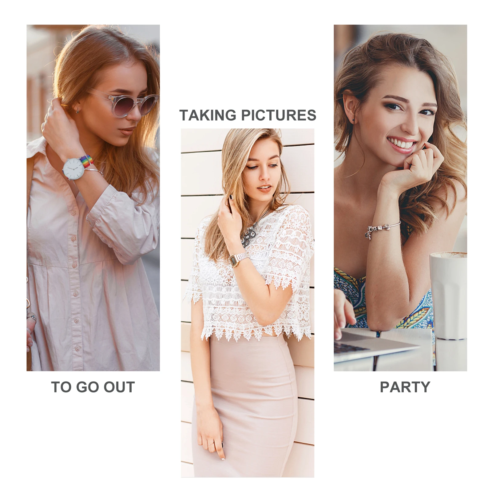 

Rainbow Strap Quartz Watch Women Cute Wrist Unique Stopwatch Fashion Delicate Elegant Premium Material Comfortable Durable
