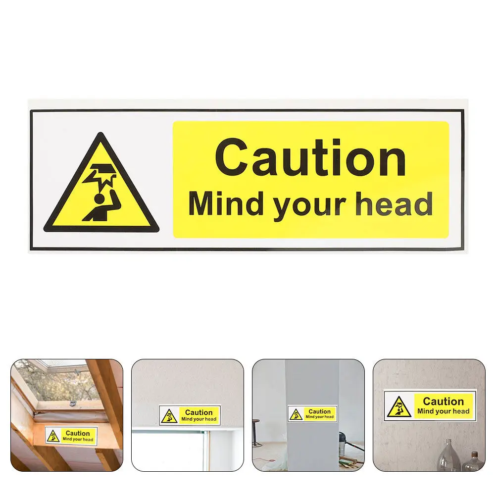 

3Pcs Low Overhead Clearance Sign Watch Your Head Decal Strong Adhesion Waterproof Warning Label for Industrial Commercial Home