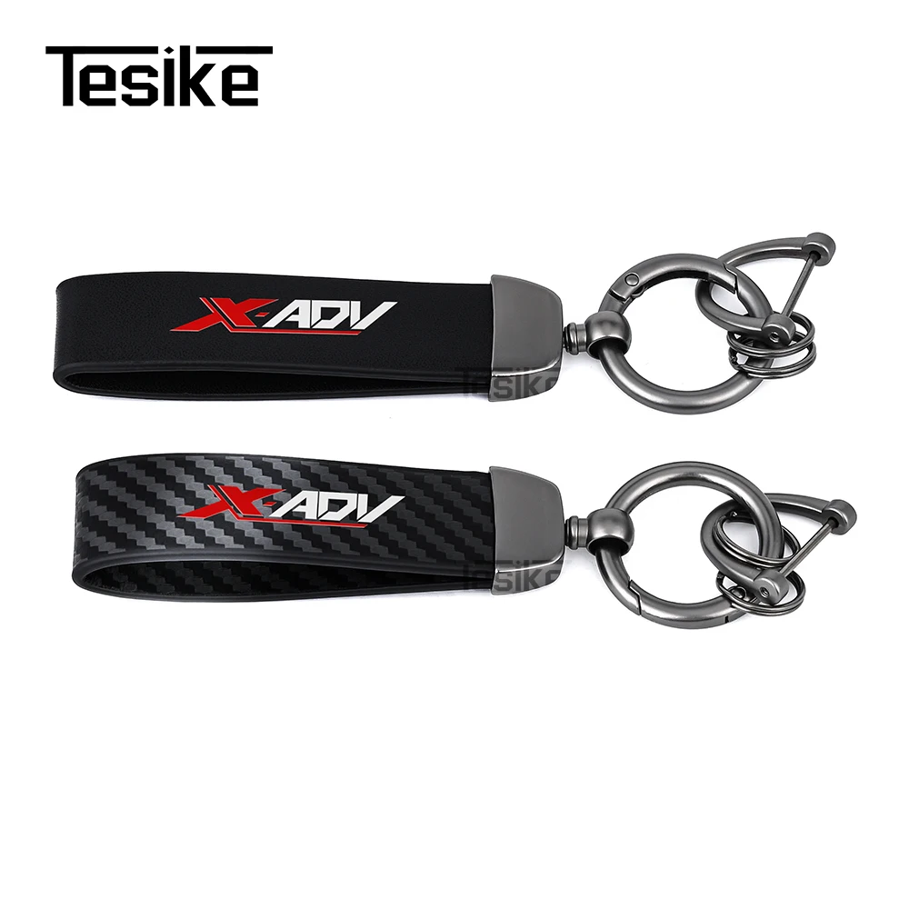 Personality Luxury Fur Leather Keychain Logo Keyring Car Moto Metal Key Ring Chain Gift For HONDA XADV X ADV X-ADV 750 view 4