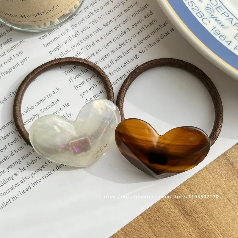 Lozenge section love hair rope ~ South Korea East Gate France high ponytail hair ring heart-shaped rubber band plate hair rope view 6