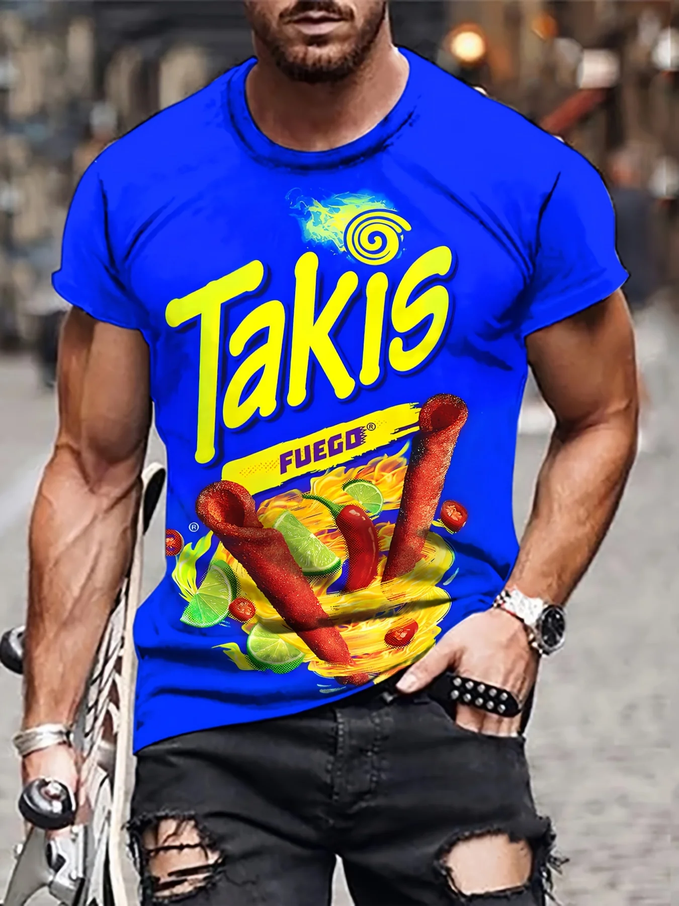 Men's Clothing Fashion Takis 3D Graphic T Shirts Casual Short Sleev Tee Top Crew Neck Men's T-Shirt Summer Casual Loose Tshirt