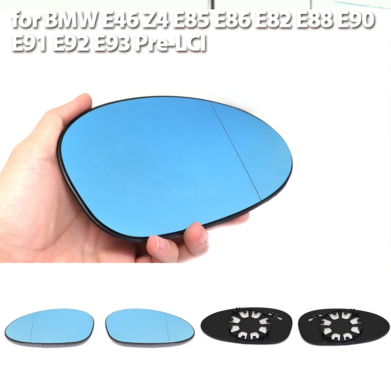 Side Blue Heated Electric Wide Wing Mirror Glass For BMW Z4 E85 E86 1er 3er E82 E88 E90 E91 E92 E93 Pre-LCI E46-M3 Accessories