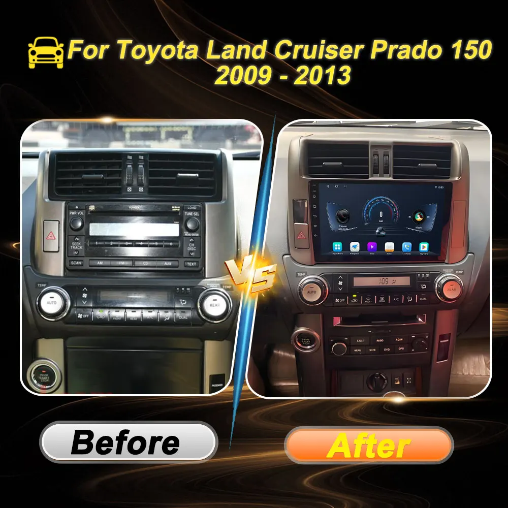 أندرويد 15 لتويوتا لاند كروزر برادو 150 2009 - 2013 راديو السيارة ستيريو رئيس وحدة لاسلكية Carplay السيارات 2 الدين شاشة تعمل باللمس لتحديد المواقع #2