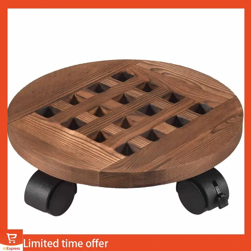 Maceta de madera fresca de 25Cm, bandeja extraíble, soporte para plantas, Base con ruedas, macetero, maceta, plato de carrito para mover