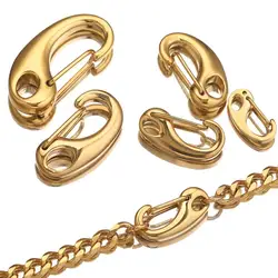 2pcs Gold D-shaped Stainless Steel Lobster Clasp Connectors Parts for Jewelry Making DIY Findings Wholesale Bulk Items Crafts