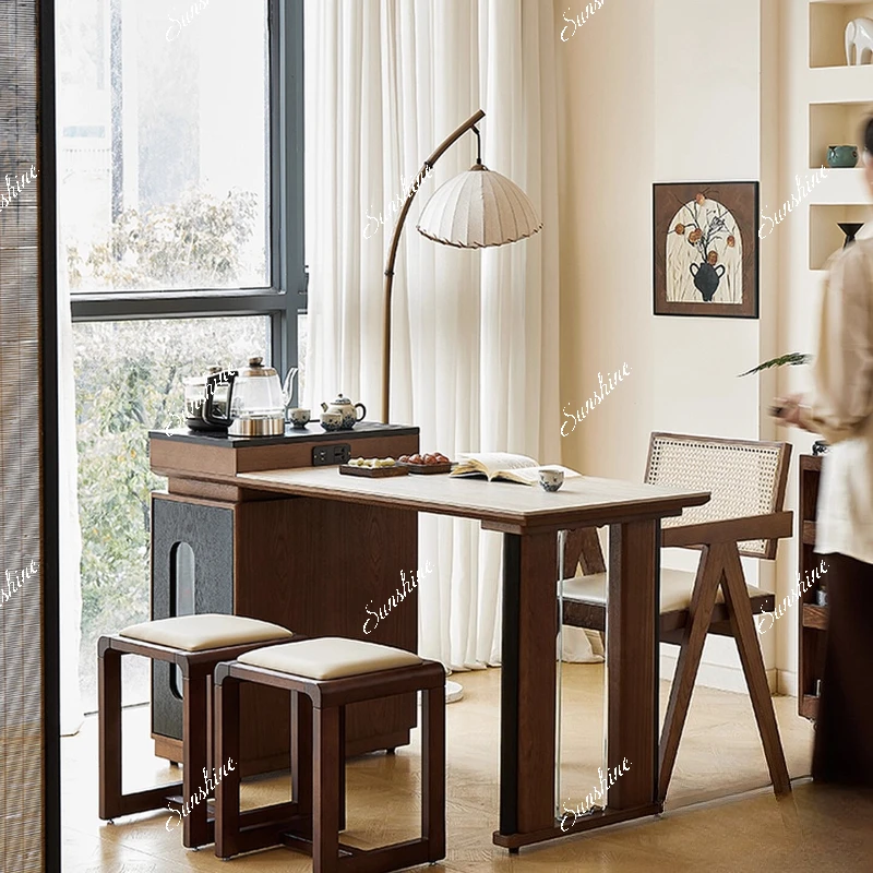 Slate, small balcony, desk, tea making, dual-purpose, high-end medieval style, household