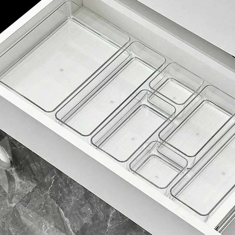 1Pcs Stackable Acrylic Drawer Organizer Adjustable Divider Trays For Cosmetics Modular Makeup Storage Box