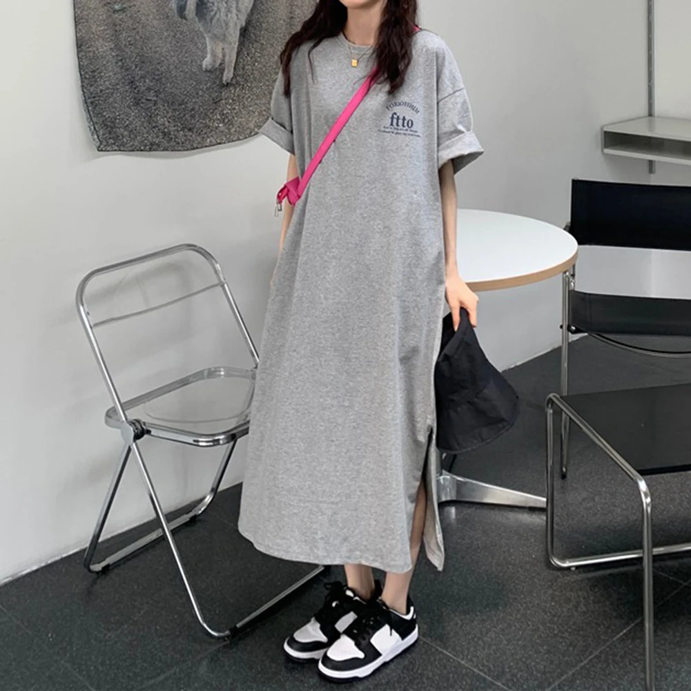 

Fashion Solid O-Neck Short Sleeve Summer Dress Modal Long Women Dress Slim Casual Maxi Vestidos Streetwear Robe