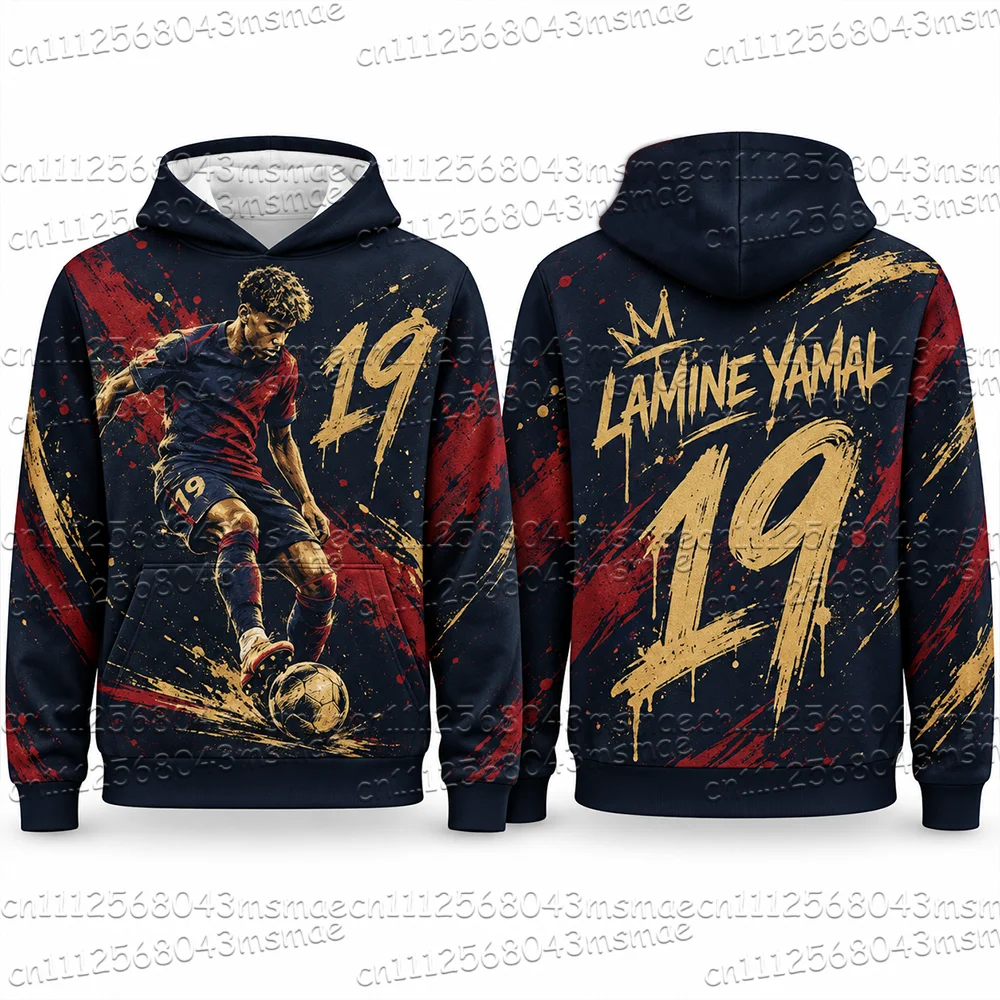 Herbstneuheit: Spezial-Yamal # 19 bedruckte Hoodies für Männer, Langarm-Sportbekleidung, Kinder-Fußballpullover, Sport-Oberteile für Kinder/Erwachsene – Detail 4