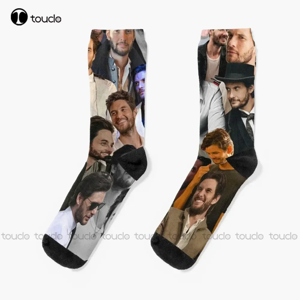 Ben Barnes Collage Socks Girls Soccer Personalized Custom Unisex Adult Teen Youth Socks Street Skateboard Socks Funny Art