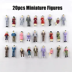 1:50 Scale Model People Painted Miniature Stand-Sitting Figures ABS Diorama For Building Train Layout Scence Accessories 20 Pcs