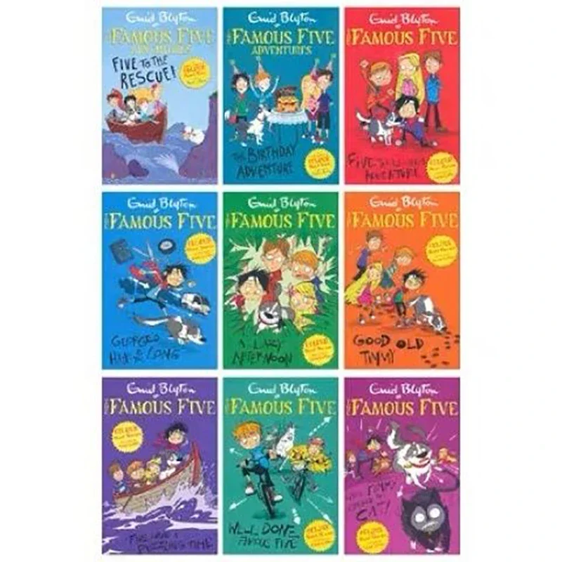 The Famous Five Adventures Collection Inglês Picture Book for Children, Enid Blyton, Detective Stories, 9 Book Set