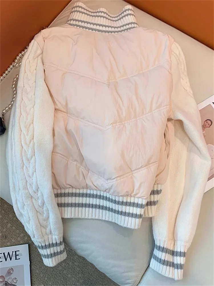 e Gestrickte leichte Stehkragen-Baumwolljacke für Damen, trendiges Herbst-Winter-Design, Princ Sle Single Button Cl...