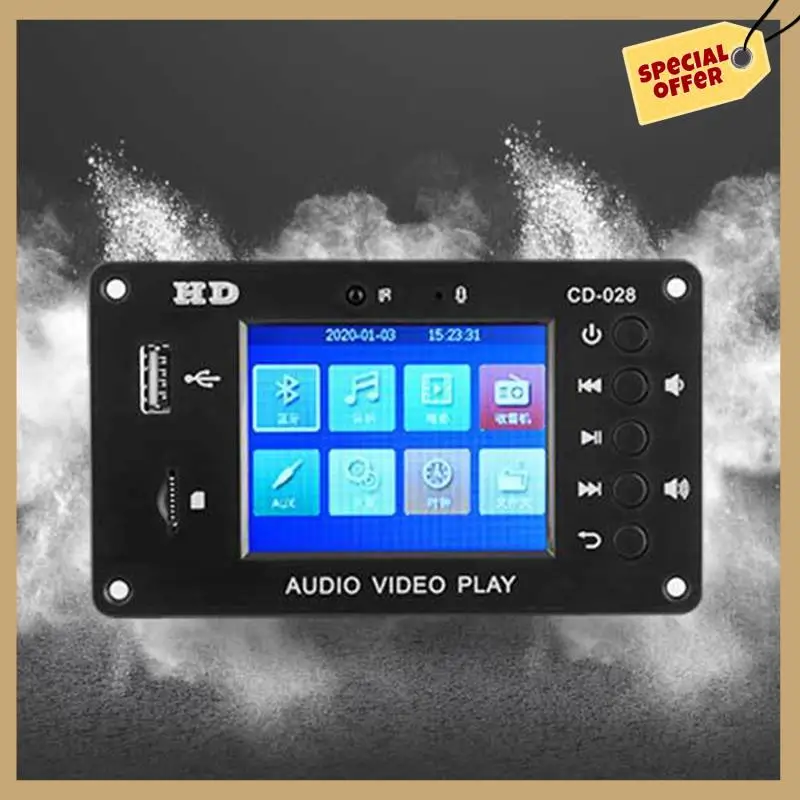 

Portable HD Car Lossless Full Format Mp5 Bluetooth 5.0 Calendar Clock Alarm Clock 2.8-Inch TFT Screen FM Audio Module