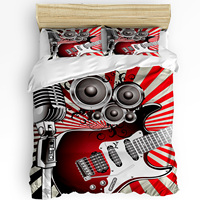 Guitar Bedding Set For Bedroom Bed Home Musical Instruments Set Pattern With Various Acous Duvet Cover Quilt Cover Pillowcase