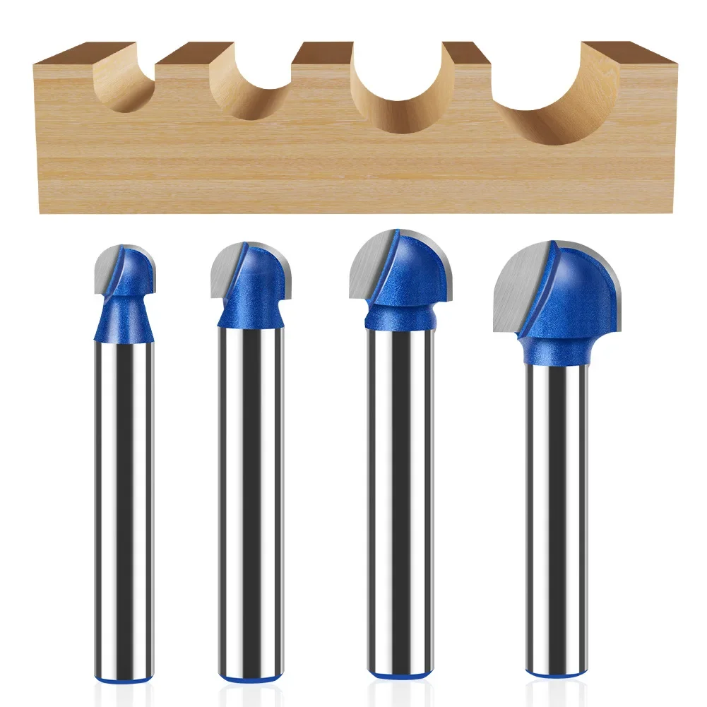 1 PC 6mm 1/4in Shank Ball Nose End Mill Round Nose Cove Box Router Bit Carbide Double Flute Core Box Woodworking Milling Cutters