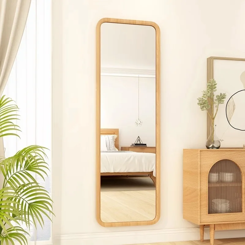 

Скандинавское зеркало из цельного дерева в полный рост, зеркало для спальни, зеркало в полный рост, настенное бытовое настенное крепление от пола до потолка, взрыв