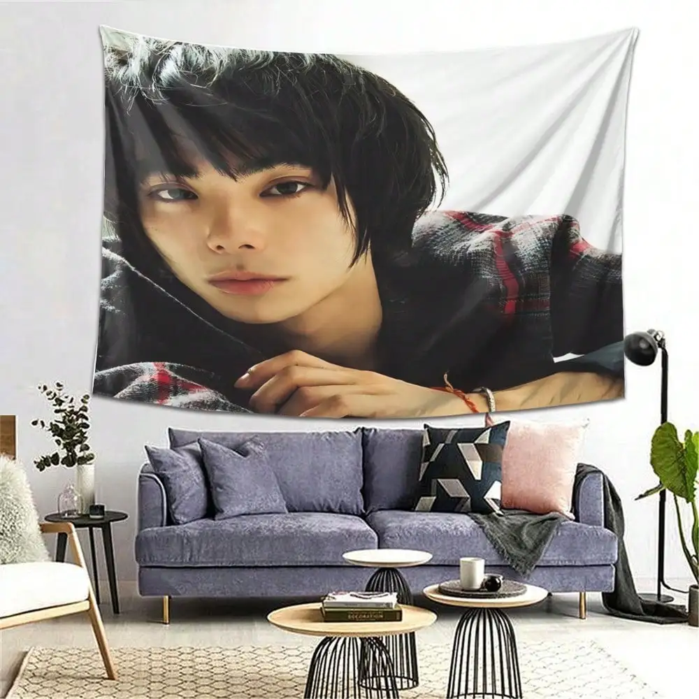 Japanese Actor Portrait Tapestry - Fashionable Young Man Wall Hanging, Aesthetic Room Decor, Multiple Sizes