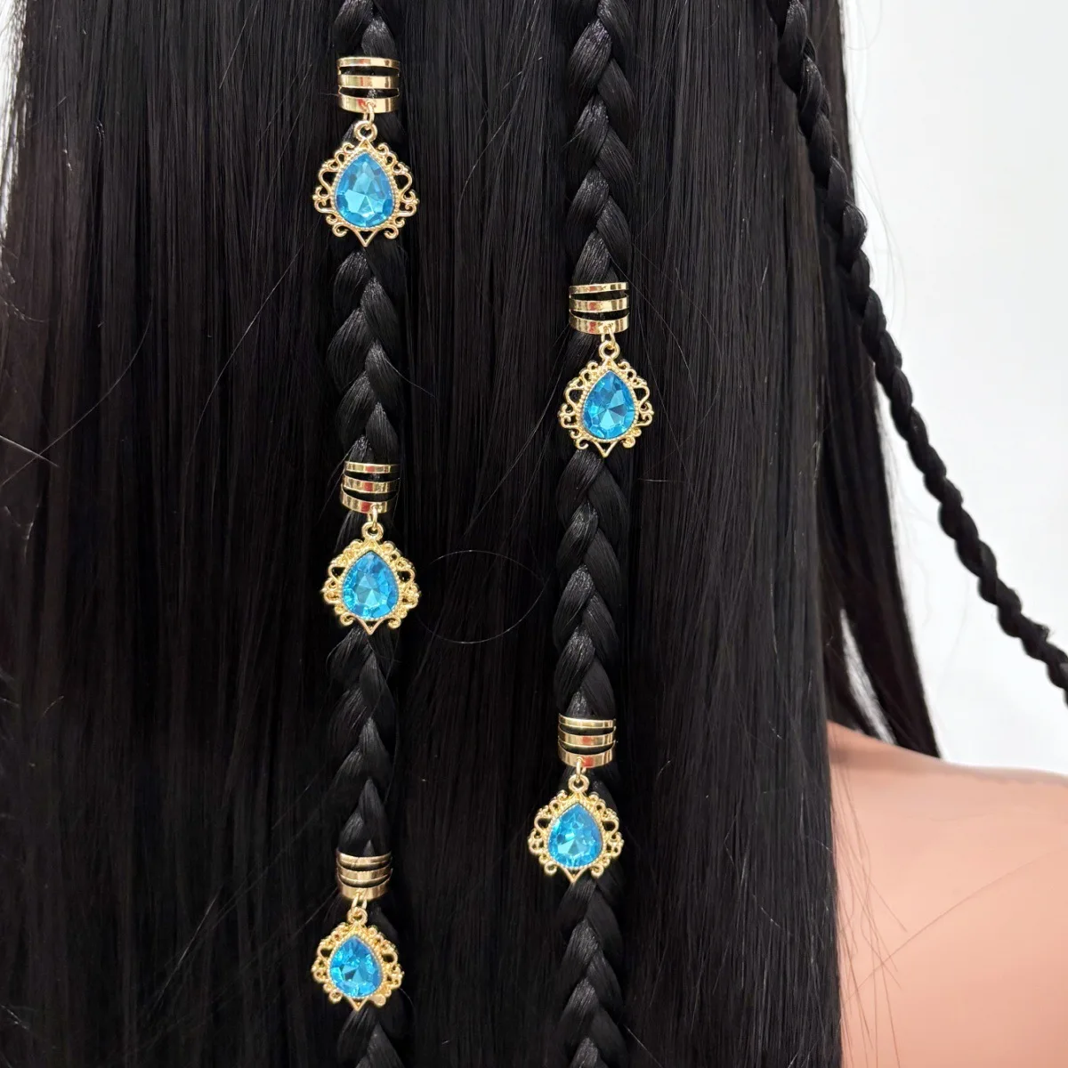 5 Pieces Alloy Lace Rhinestone Water Drop Pendant DIY Hair Accessories For Braiding Strong Grip Non Slip Premium