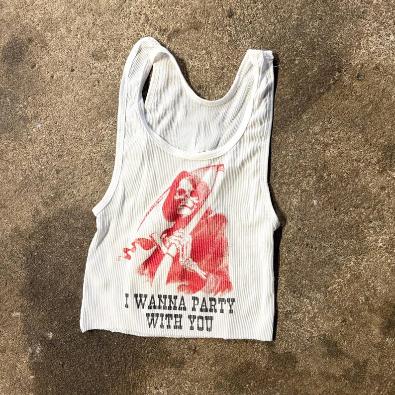 Ribbed Tank with Killer Party Vintage Inspired Graphic 20 Inch Girls Aesthetic Letter Print Grunge Goth Camisole Female Clothing