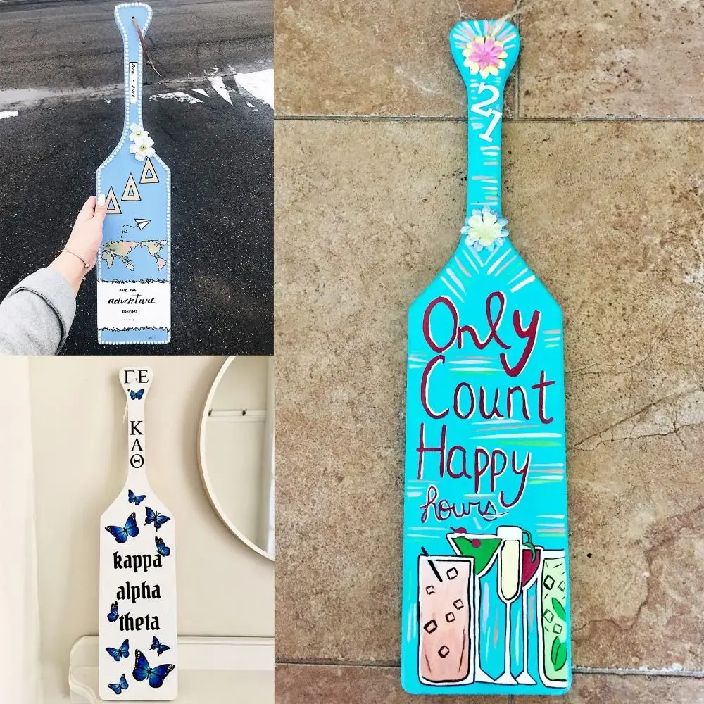 

5Pcs DIY Craft Wooden Cutting Board Unfinished Handmade Wood Graffiti Craft Board Thickened Smooth Greek Paddle Party