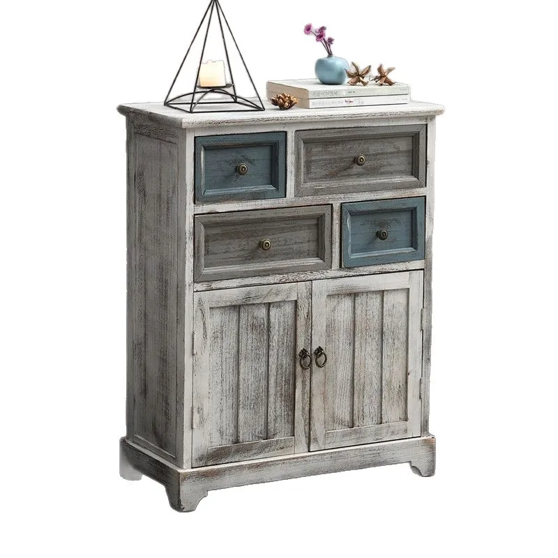 

American chest, solid wood cabinet, four-bucket balcony floor-to-ceiling against the wall