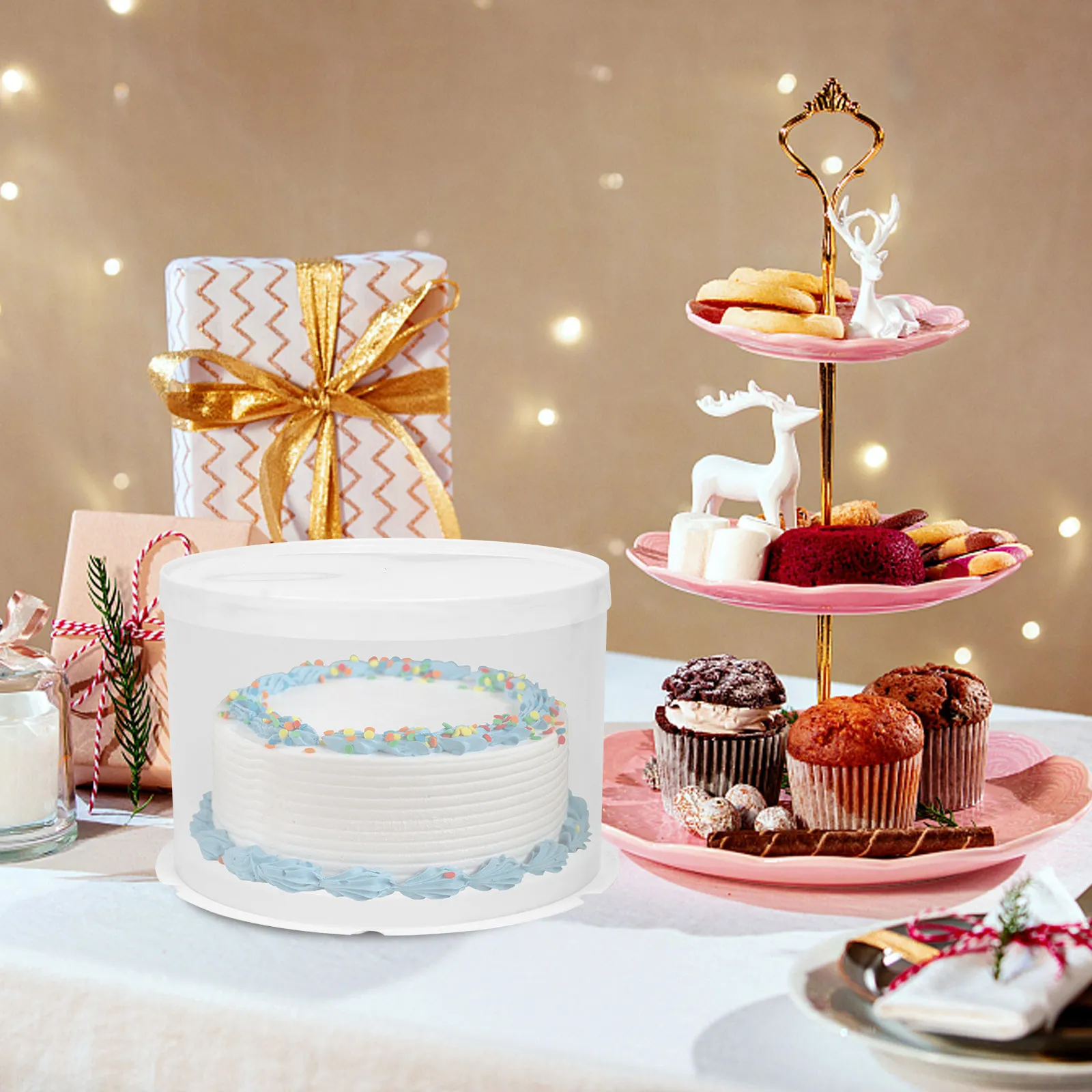1Pcs Stable Strong Cake Case Transparent View Cake Box for Gift Wrapping Housewarming Present Bakeries Cafes Amusement Schools