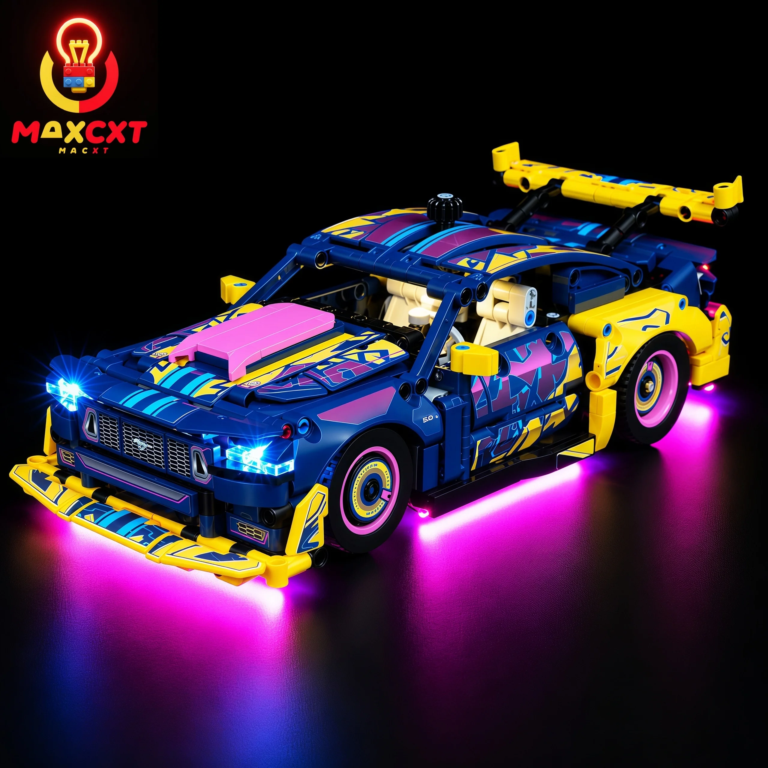 MAXCXT LED-Lichtset für LEGO 42236, individuell gestaltete Garage, Ford Mustang GT, DIY-Dekorationslampe (Lego-Bausteine sind nicht im Lieferumfang enthalten).
