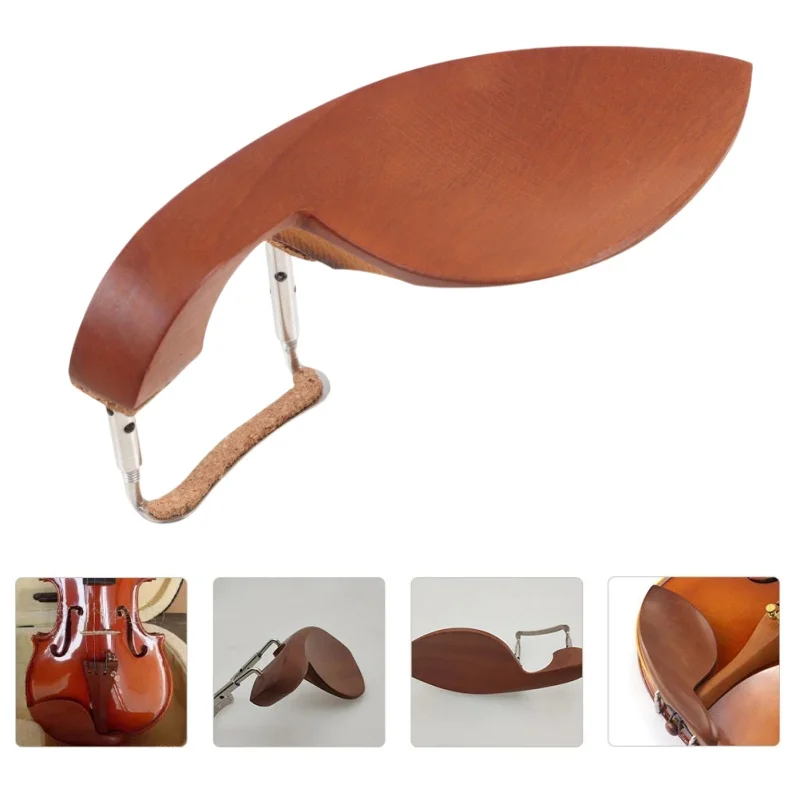 New Jujube Wood Violin Chin Rest Violin Accessories Portable Chin Bracket For 4/4 Violins Chin Holder Dark Brown Wooden Chinrest